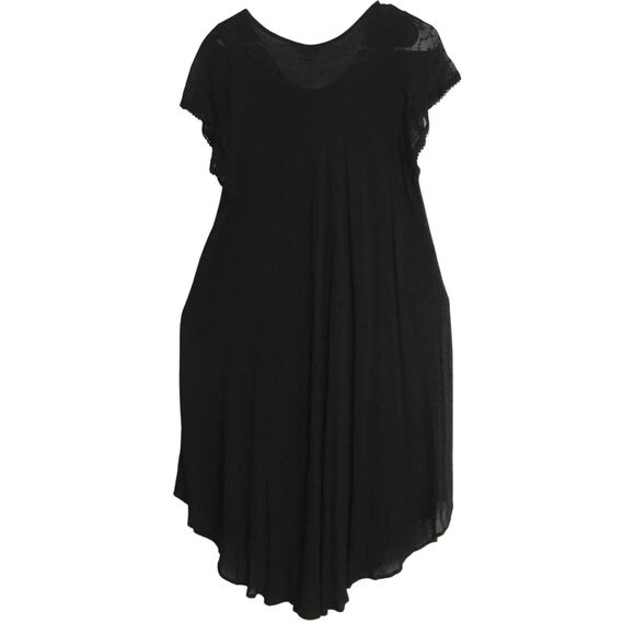 Sakkas Caftan Dress One Size Black Gauzy Embroidered Short Sleeve Boho - Picture 5 of 8